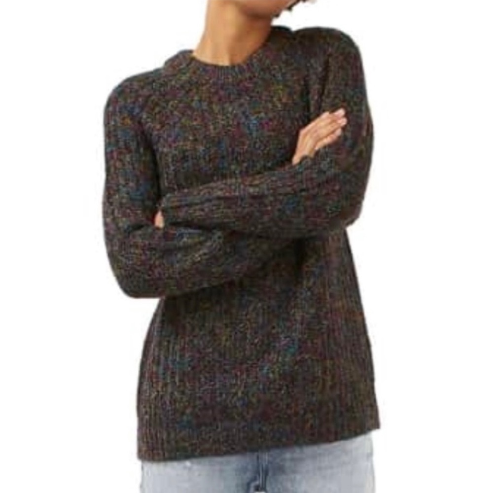 Topshop Metallic Confetti Fuzzy Crewneck Sweater